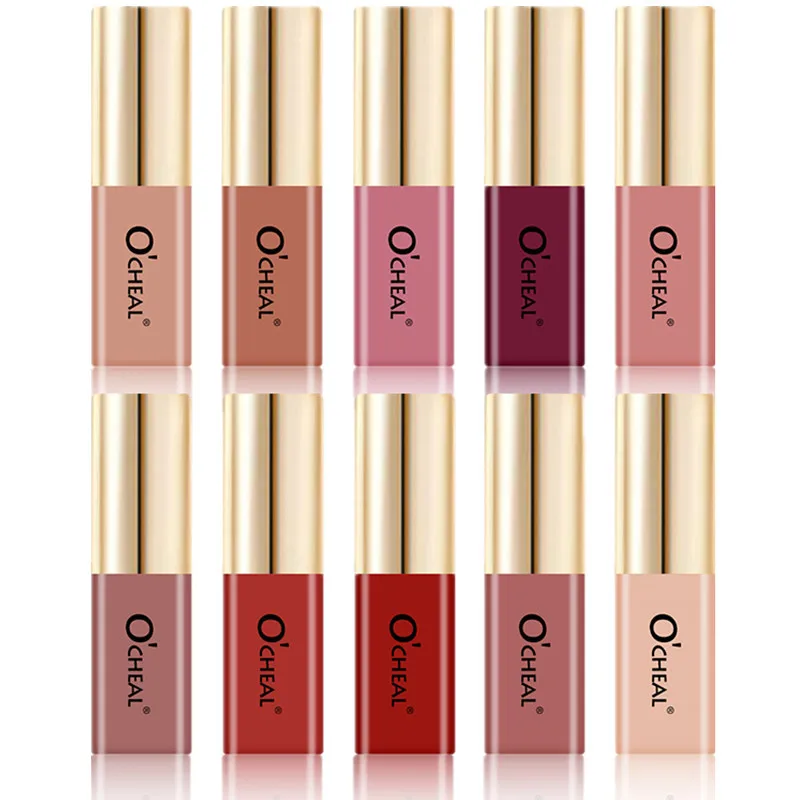 ميني 10 ألوان ملمع شفاه ملمع شفاه غير لامع غير لاصق يدوم طويلاً أحمر شفاه سائل غير لامع مكياج كوتونيتي لون الشفاه الجمال