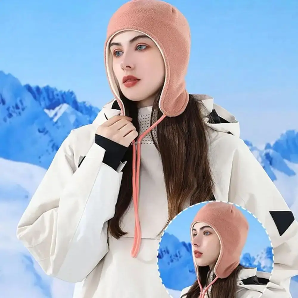 Soft Windproof Cycling Hat Double-layer Ear Protection Sports Hat Pullover Cap Warm Fleece Hat Outdoor