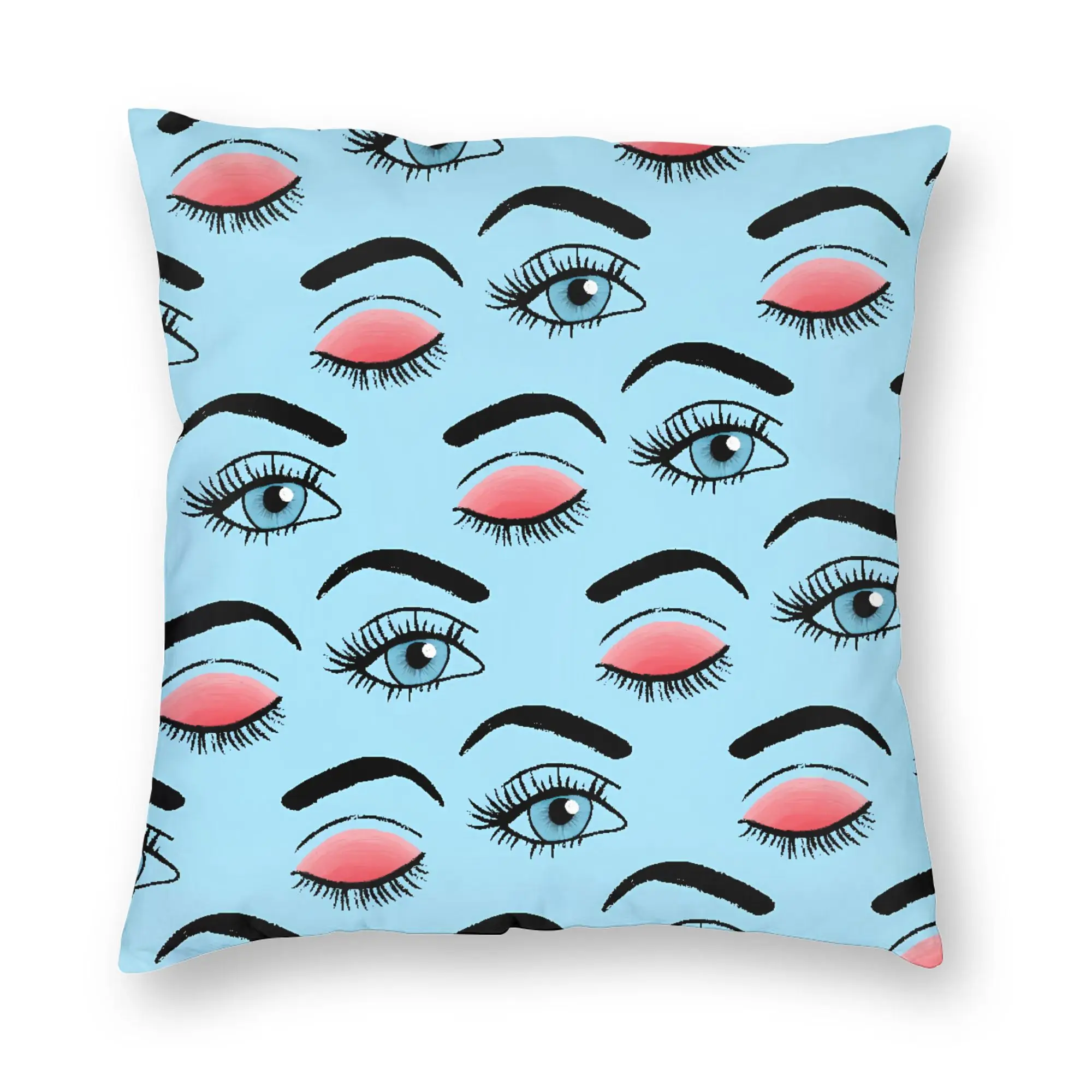 Eyelash Velvet Print Beauty Glam Closed Eyes Pillow Case  Kawaii Pillow Cover Soft Pillowcases For Couch Sofa Bedroom