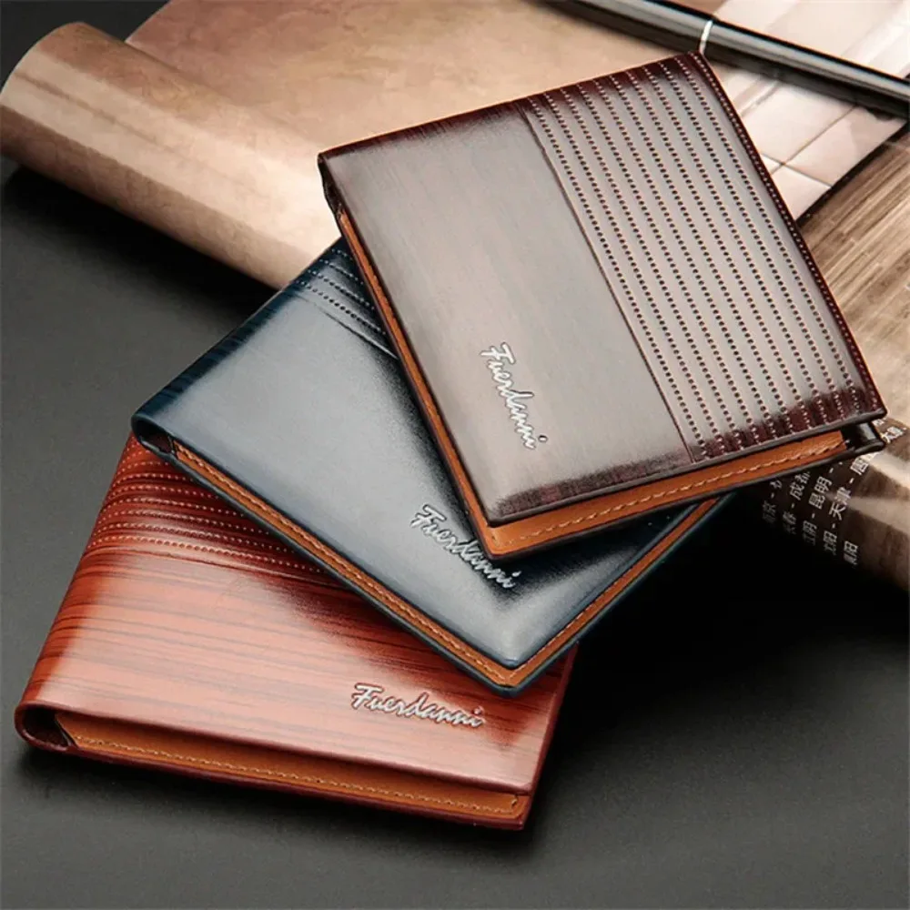 

Simple Classic Men's Short Wallet Business Casual Credit Card Holder Pu Leather Solid Color Coin Pocket Travel