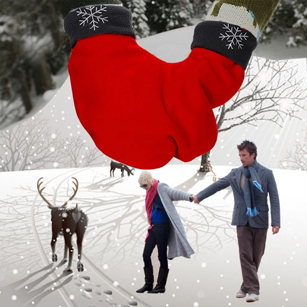 Winter Couple Gloves Holding Hands Gloves New Year Christmas Lint-free Thick Warm All Day Wear-resistant Tunnel Mittens
