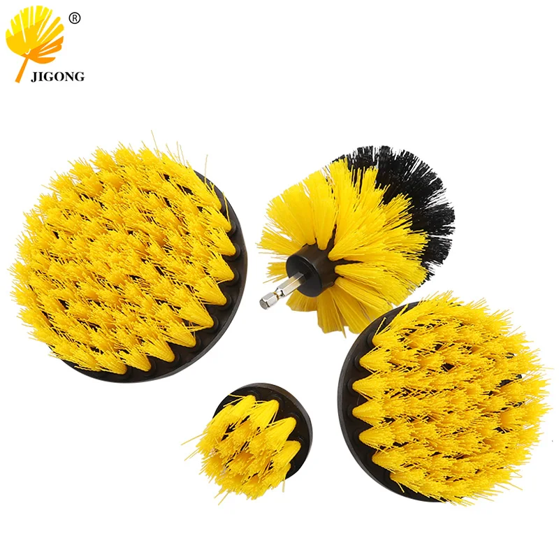 Electric Scrubber Brush Drill Brush Kit Plastic Round Cleaning Brush Extension Rod for Car Tires Car Cleaning Tools