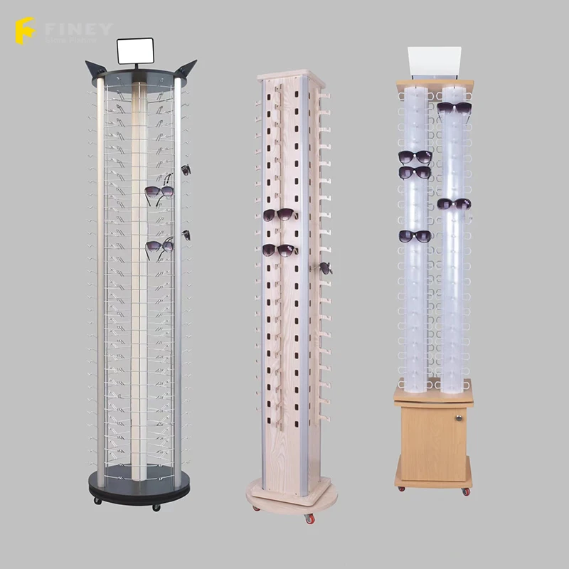 (Customized) Price Floor Standing Mobile Metal Acrylic Sunglass Display Stand Sunglasses Eyewear Optical Shop Display