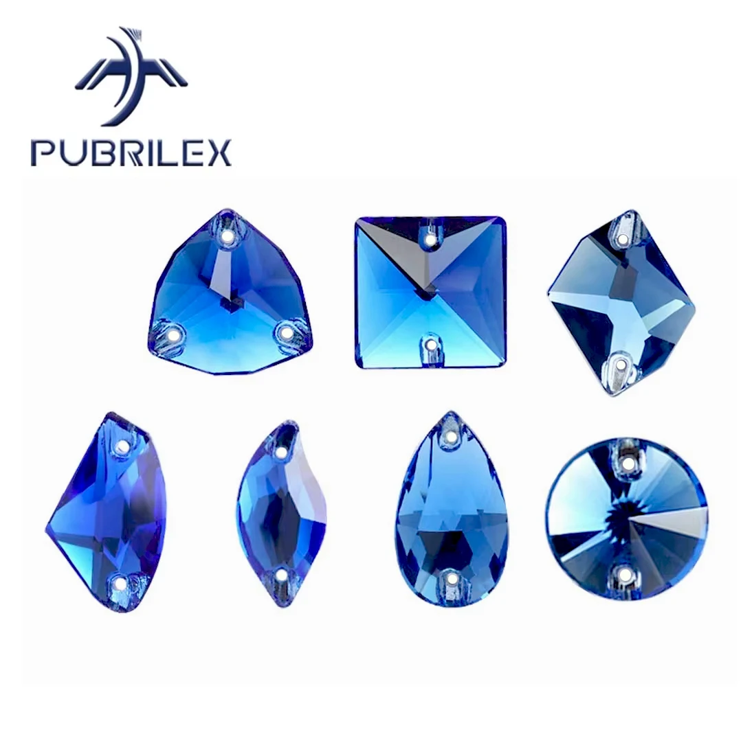 Pubrilex Light Sapphire Multi Shapes Sew On Rhinestones Flatback Chamfering Crystal Sewing Strass for Garment Dress Accessories