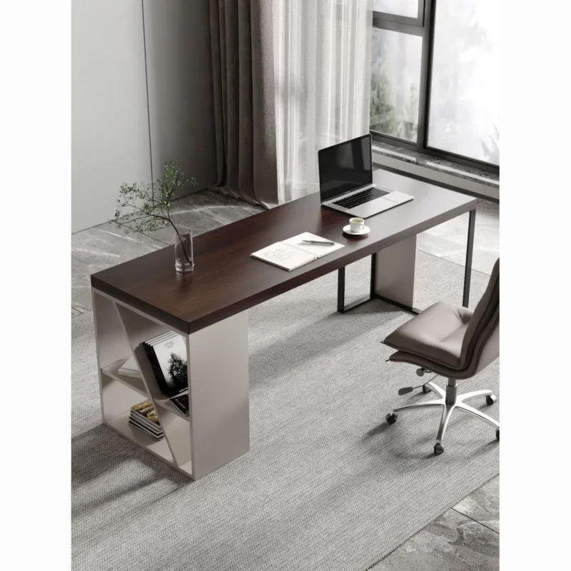 Minimalist desk solid wood office table and chair household light luxury modern simple new sensor computer desk