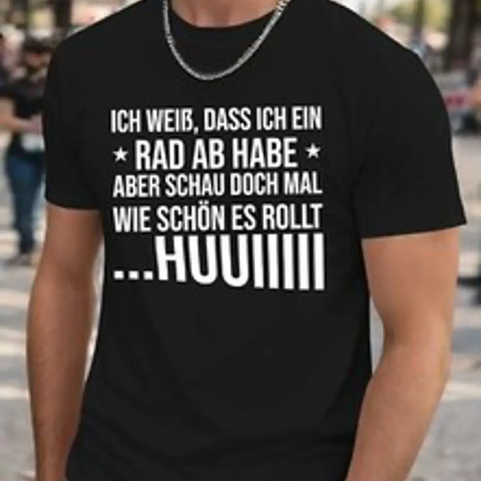 Camiseta con estampado gráfico vintage de moda: Ich weiß dass ein Rad ab habe aber schau doch mal wie schön es Roll vintage Washed fashion Stylish graphic