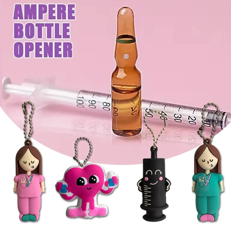 أمبولة فتاحة الزجاجات المفاتيح حقنة على شكل القاطع ممرضة طبيب المعونة الدواء قارورة قواطع أداة ممرضة تذكارية قلادة هدية