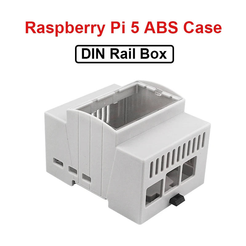 Raspberry Pi 5 ABS Case DIN Rail Box Injection Moduling Protection Shell Optional Cooling Fan for Raspberry Pi 5