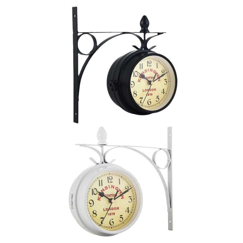 

Vintage Double Side Silent Wall Clock Rotation Time Clock Charm Decoration Wholesale