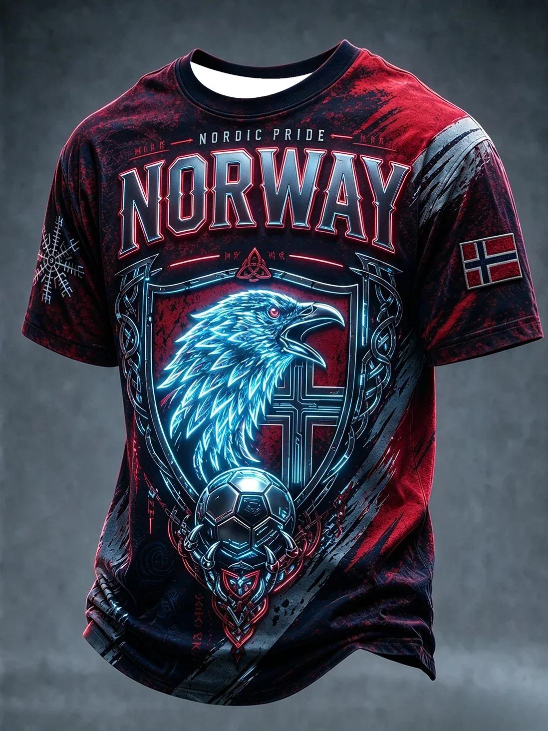 2026 Summer New Style Men's Norwegian Football Training Shirt T-Shirt - 3D Printed Breathable Quick-Drying Shirt for Family Use