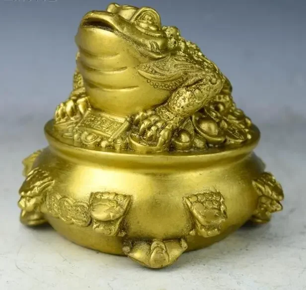 

1024 Pure copper, Golden Toad, three feet toad, large cicada, Fengshui ornaments, handicraft, home decoration