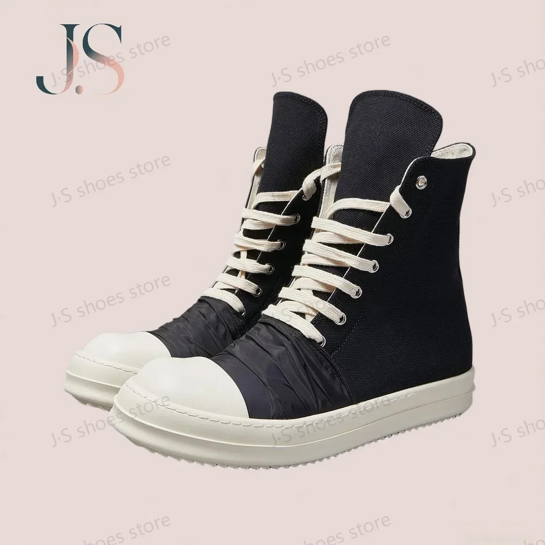

Ro Designer Men Shoe Women Sneaker Black Canvas Shoes High Top Casual Sneakers Zipper Luxury Boots Flat Ankle Boot