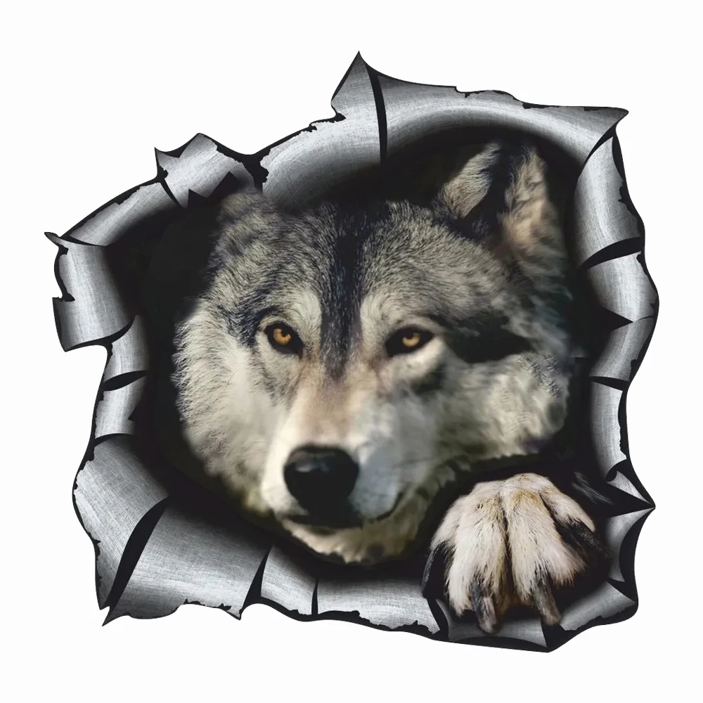 Наклейка Разлом (Волк-2) Wolf Waterproof Vinyl Car Sticker for Bumper, Window, Truck, Laptop, Durable Decal