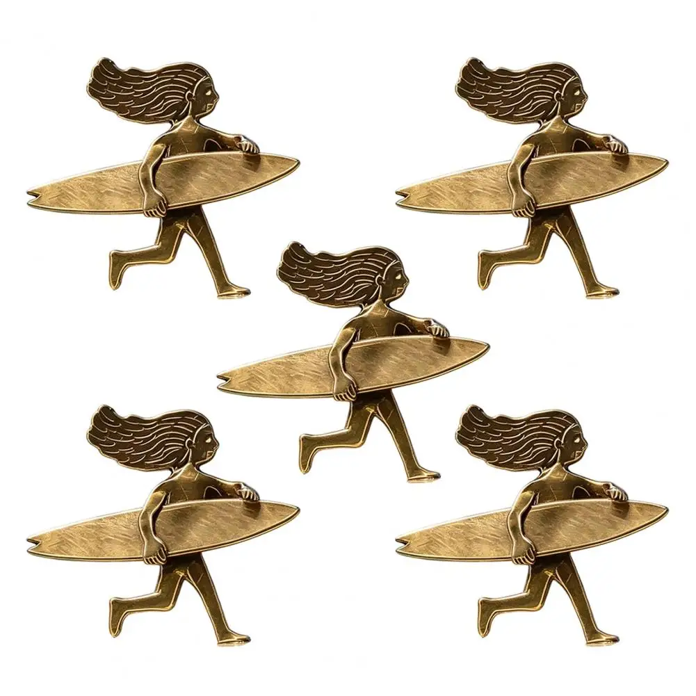 Surfing Girl Lapel Pin 2/3/5pcs Retro Surfing Girl Brooch Pin Set Alloy Surfboard Badge Collection Decorative for Clothing