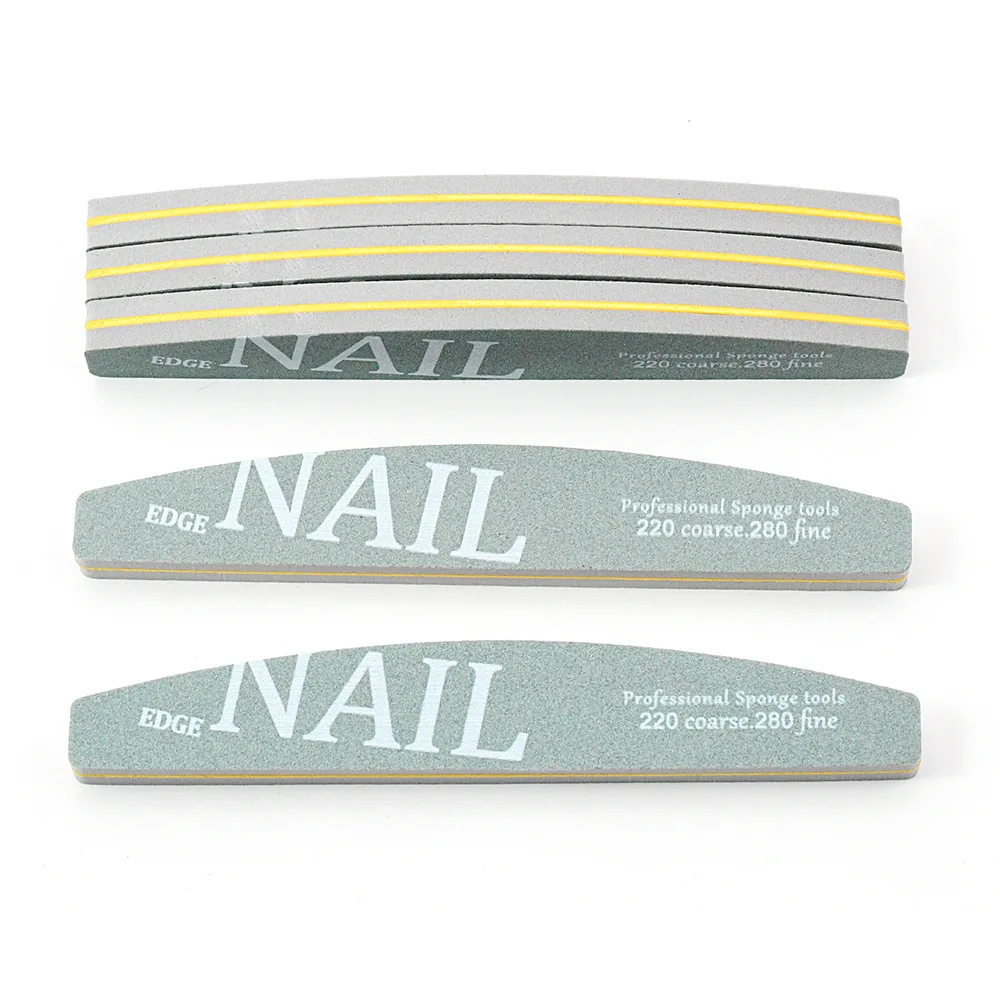 

5/10 Sponge Block Nail Art File 220/280 Grit Green/Grey Halfmoon Lime a Ongle Buffer Nail Supplies Professional Manicure Tools