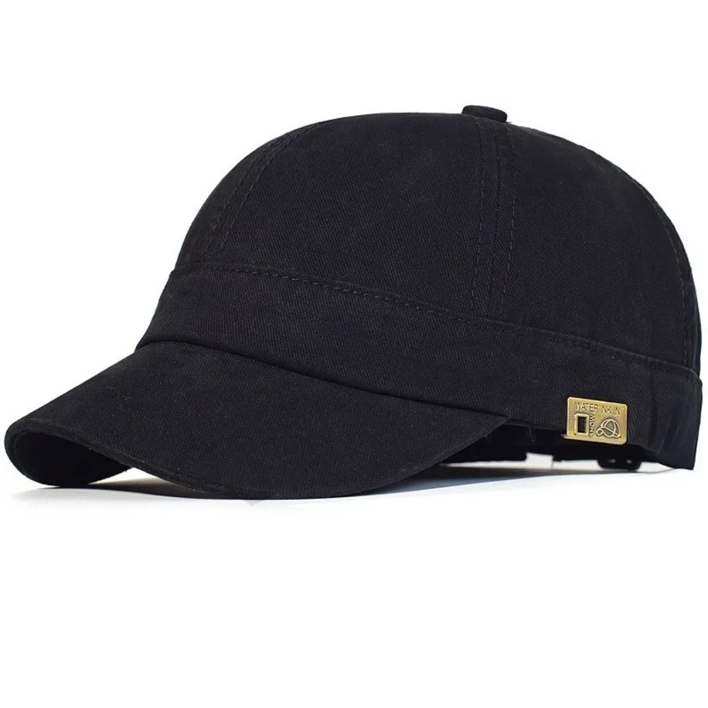 Casual Cotton Short Brim Baseball Cap Adjustable Soft Dad Hat Short Visor Breathable Low Profile Cap Four Seasons