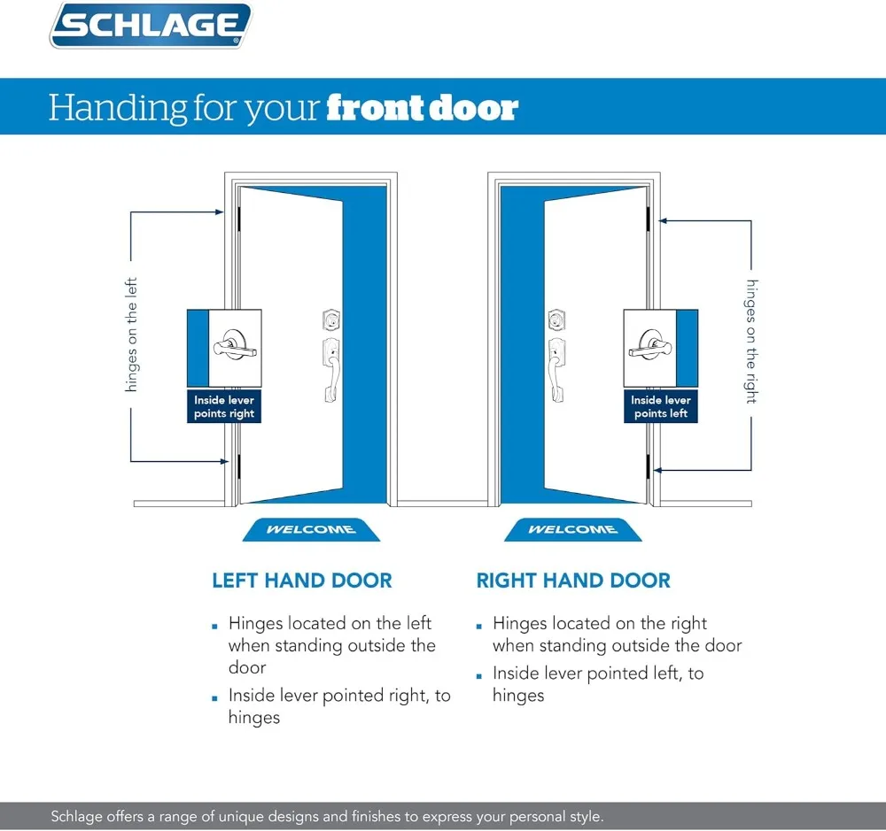 SCHLAGE-Único cilindro Handleset e botão Plissan, Bronze envelhecido, F60 PLY 716