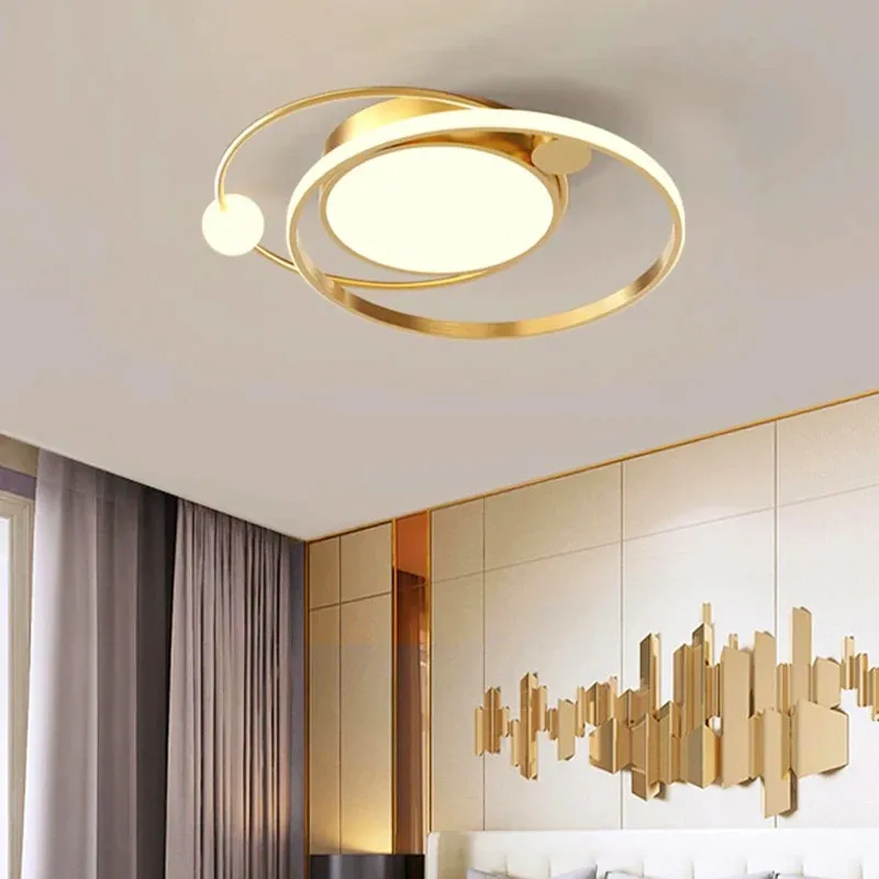 

New Modern Led Ring Round Ceiling Light For Bedroom Kitchen Study Gold Simple Fashion Design Remote Control Ceiling Luminaires