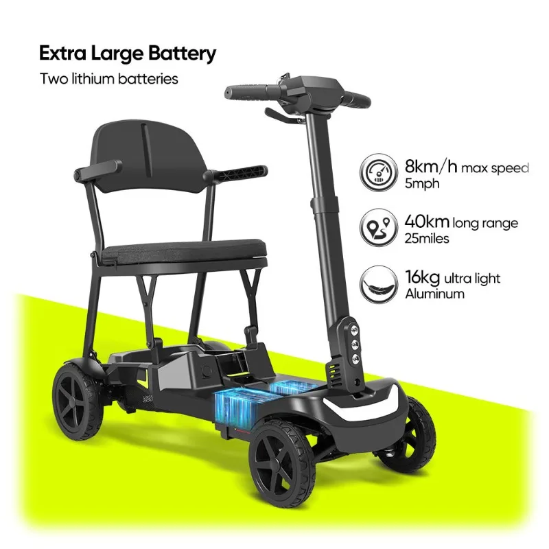 16KG Lightweight Foldable Electric Scooter, 270W Brushless Mobility Scooter | Airline Approved Travel for Elderly & Disabled