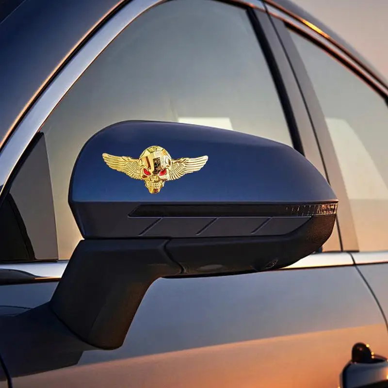 3D Metal Car Body Sticker Angel Wings Metal Skeleton Car Emblem Decoration Sticker Car Badges Stickers for Trucks Motorcycles