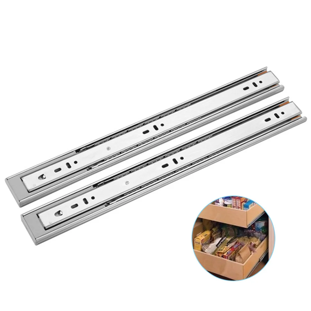 

1Pair 300mm Dampening Drawer Slides Mute Sliding Rails Professional Track Silver Mounting Holes 38kg Load Automatic Return