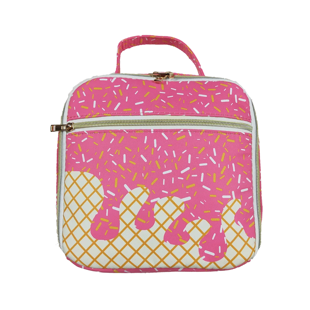 BA0299Babytaschen Rosa Eiscreme-Lunchbox für Kinder und Mädchen, 8,3 x 8,3 x 3,2 Zoll