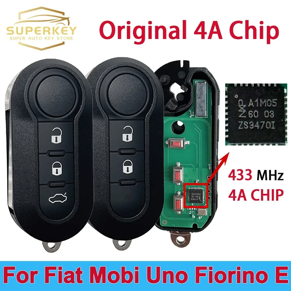 SUPERKEY OEM Original 4A Chip For Fiat Mobi Uno Fiorino E Mais Strada 433MHz SIP22 Flip Remote Car Key A2C86460000