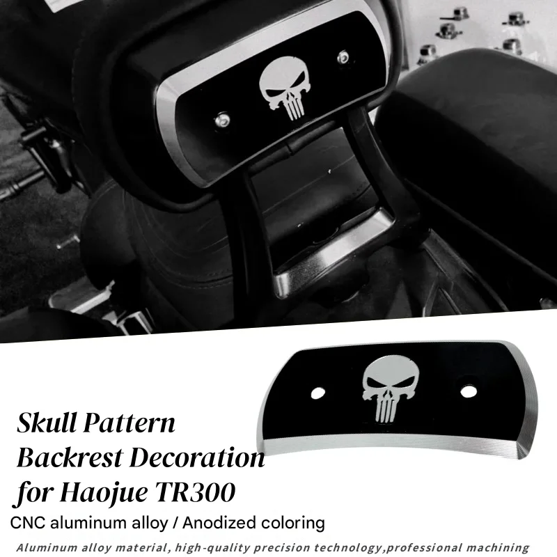 FOR HAOJUE TR300 Skull Backrest Matte Black Full Blackout Finish Modification Part Dark Warrior Theme Motorcycle Accessory