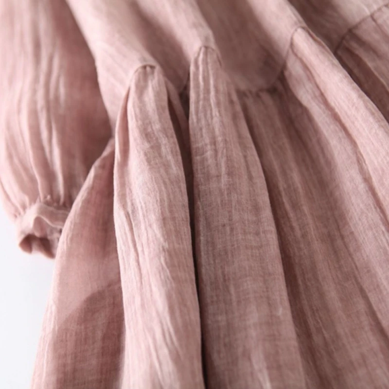 Vestido largo de algodón y lino de estilo japonés para mujer, vestido largo bohemio elegante y transpirable, vestido informal de playa de verano