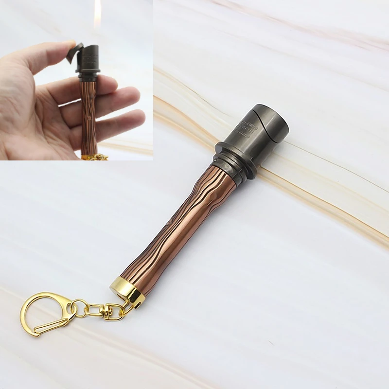 HOT Portable And Cool Grenade Model Lighter, Safe And Creative Open Flame Lighters Outdoor Camping Gadget With Keychain For Men.