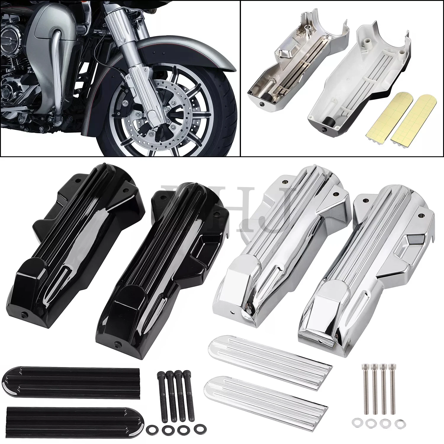 

Motorcycle Upper Fork Slider Accents Lower Fork Covers For Harley Touring Electra Street Glide FLTRU FLHX Road King FLHR 2014-Up