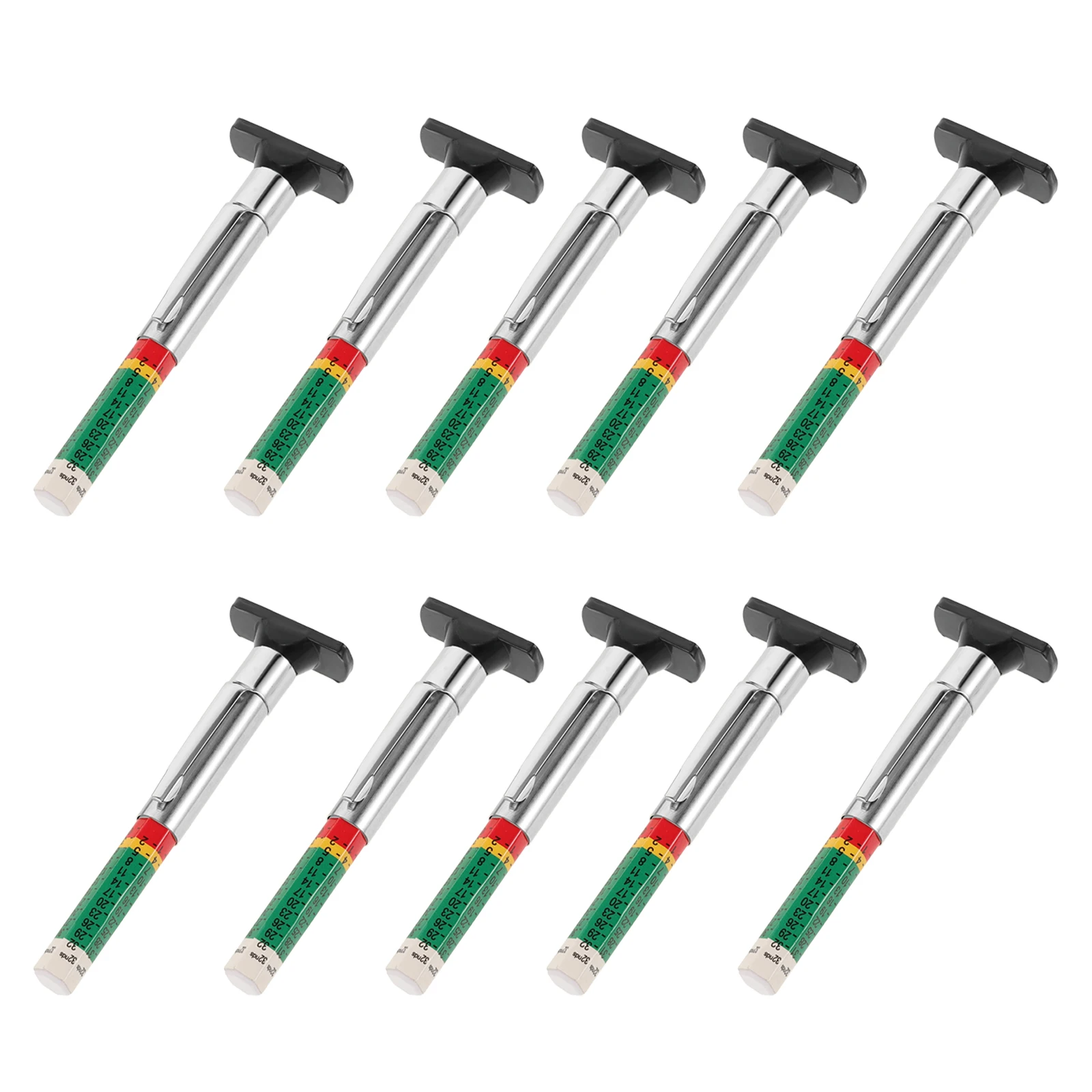 10 Pcs Depth Gauge Stainless Steel Measurement Tool for Cars Motorcycles Accurate Tire Tread Gauge Tread Checker