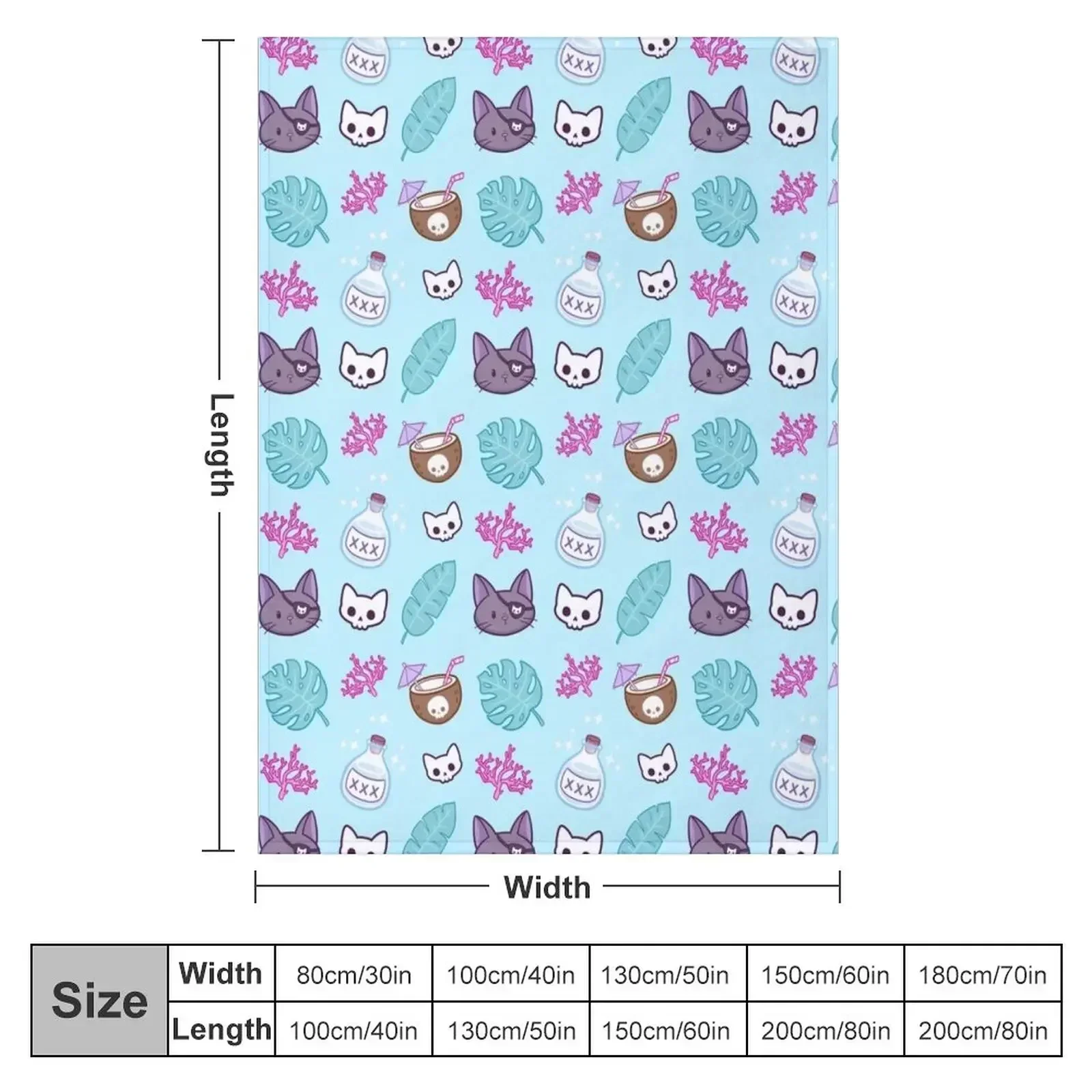 Pirate Cat // Turquoise | Nikury Throw Blanket Sleeping Bag Weighted Heavy Loose Blankets