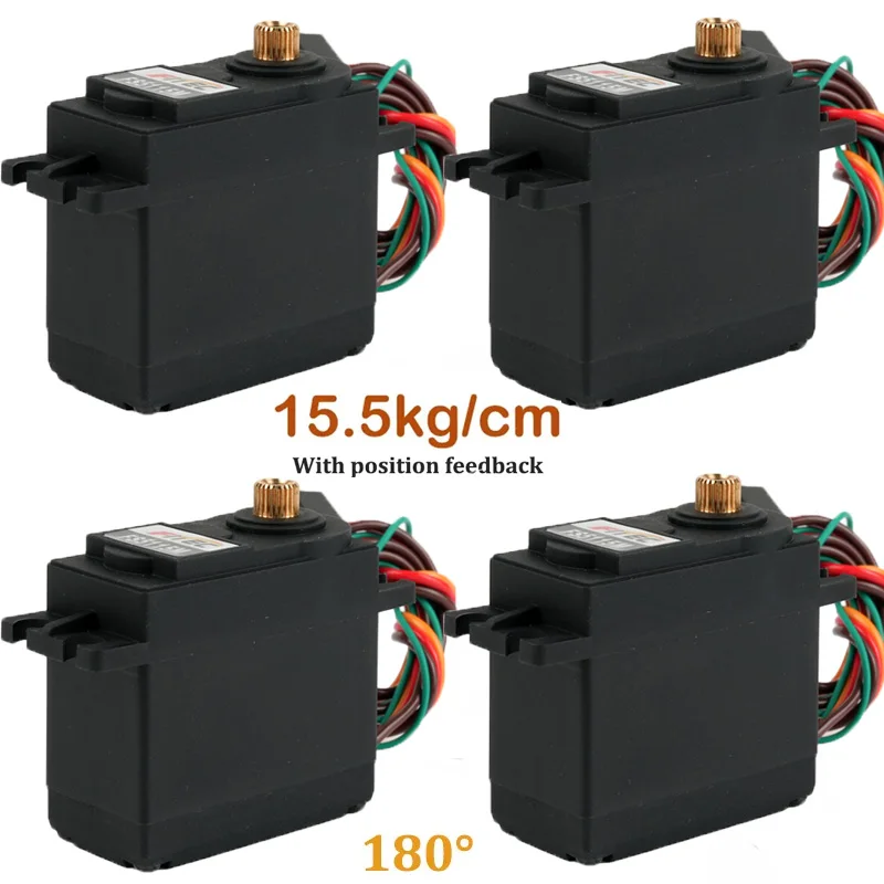

4PCS 15.5kg Digital FS5115M Servo With Position Feedback 500-2500μs 180° Metal Gear Motor Servos Parts For RC Cars/Robot Model