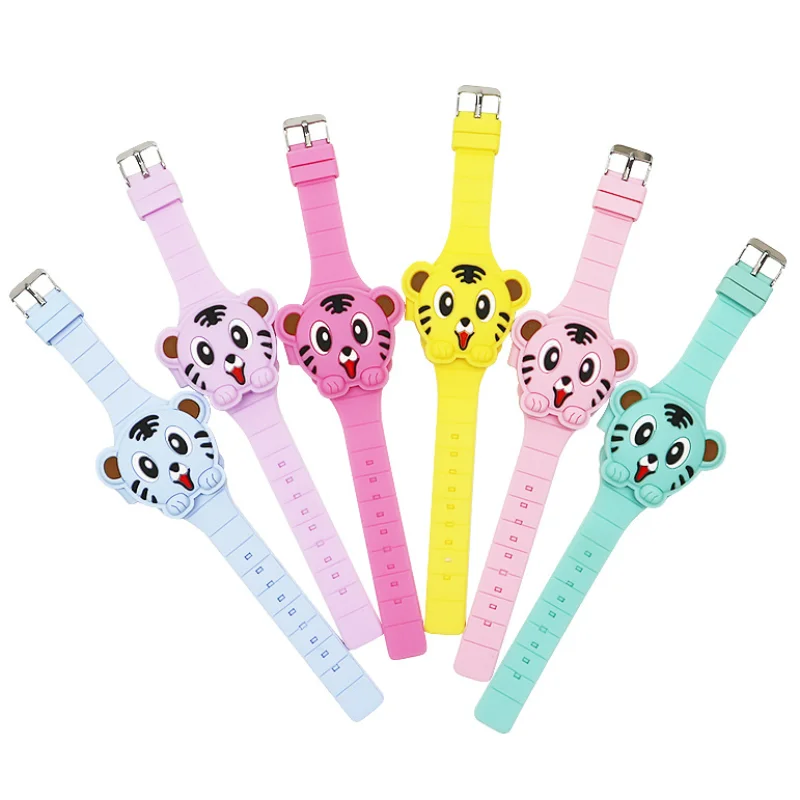 Kids Watch Cute Tiger LED Digital Watches for Girls Boys BPA Free Fashion Silicone Band Clamshell Design Children Clock Gifts