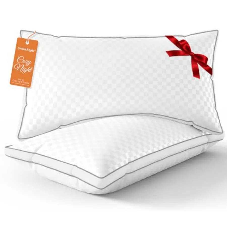 

Bed Pillows Queen Size Set of 2 Fluffy Luxury Hotel Pillows Collection Gusseted for Neck and Shoulder Side Back Stomach Sleeper
