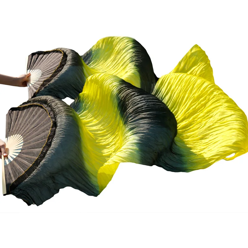 Bauchtanz Seide Fan 100% Echt Silk Lange Silk Fans 1 Paar Handgemachte Farbverlauf Praxis Tanzen Fans Können Werden angepasst