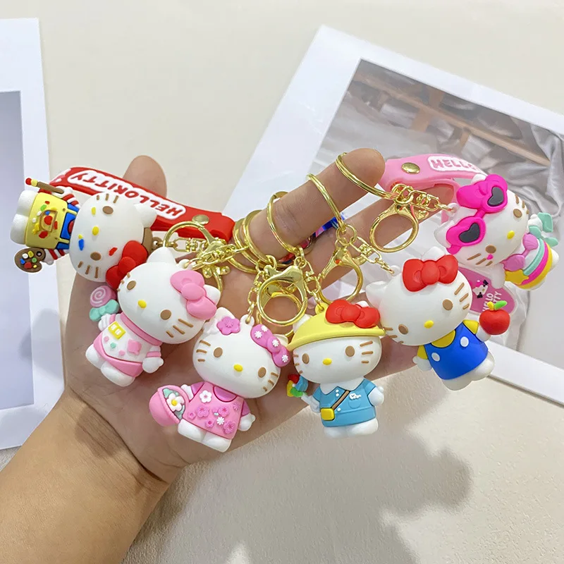 Kawaii Sanrio Hello Kitty porte-clés Anime dessin animé cannelle voiture porte-clés poupées pendentif sac à dos ornements cadeaux pour amis