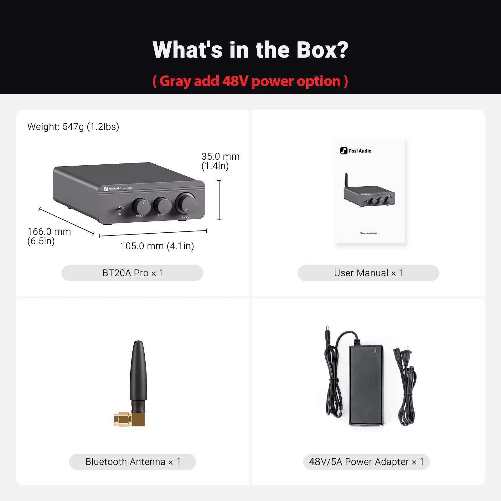 Fosi Audio Bluetooth Hifi Stereo Home Amplifier Tpa3255 300W X2 Mini Hifi Klasse D Power Bt20A Pro Amp Bass Treble voor Home Theater