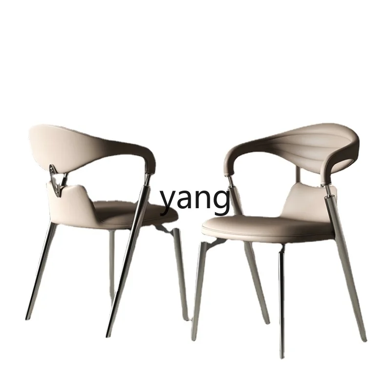 

LMM Italian Minimalist Light Luxury Dining Chair Modern Minimalist High-Grade Armchair Stainless Steel