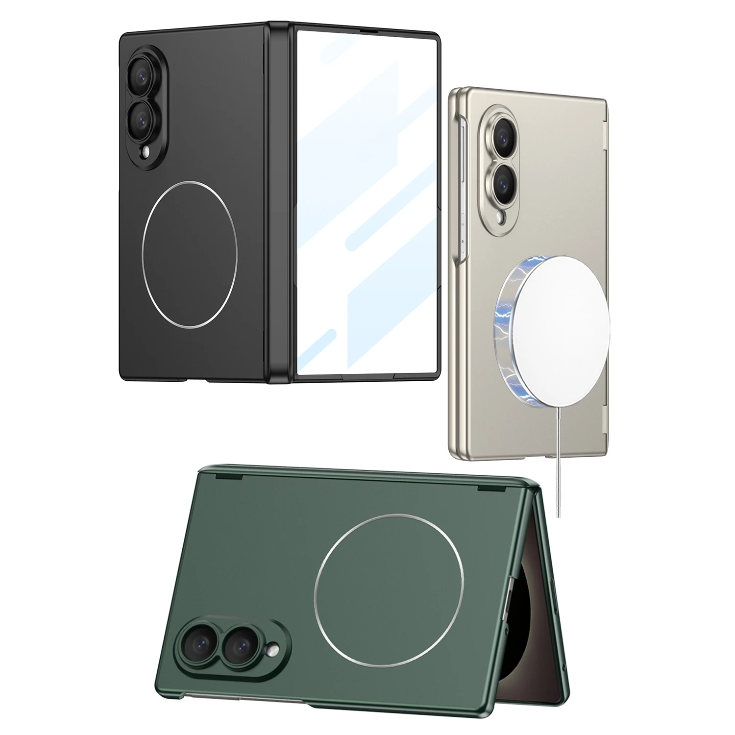 Etui na Samsung Galaxy Z Fold 8, szerokie, matowe, magnetyczne, z obsługą bezprzewodowego ładowania, z folią ochronną na zawias, odporne na wstrząsy, tylna obudowa. — zdjęcie produktu 2