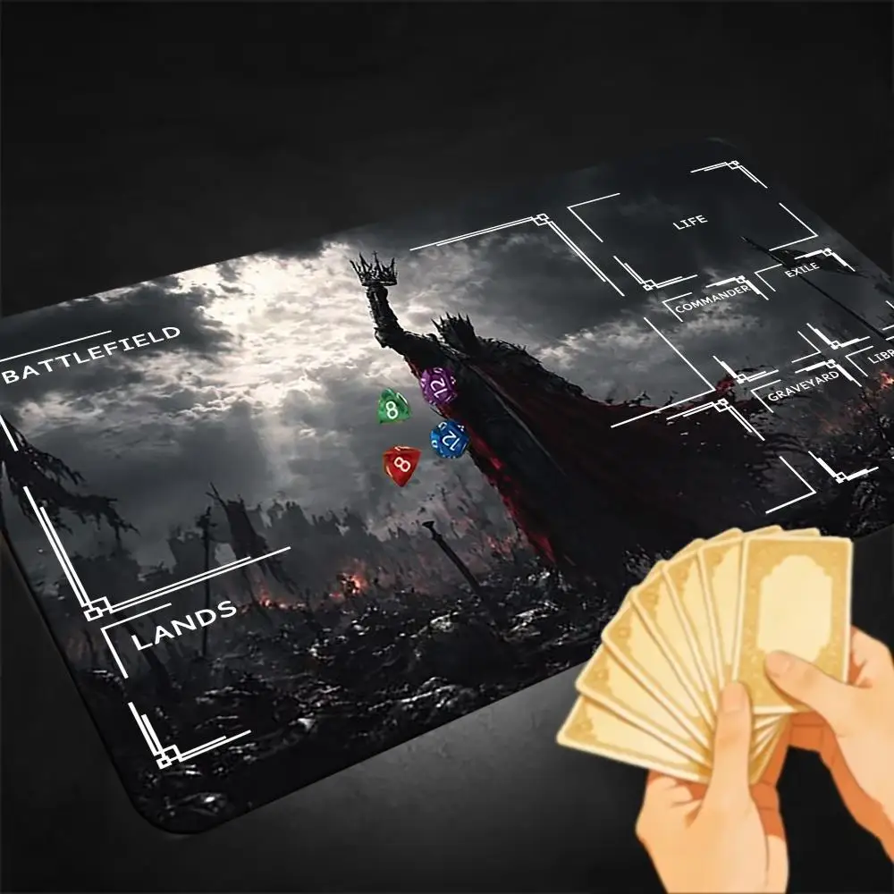XXL Gaming & TCG Mouse Pad Dark King Battlefield Commander Zones Large Desk Mat Non-slip Seamed Edge for Gamer