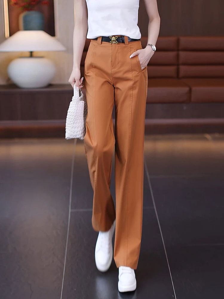 

Casual High Waist Slim Straight Leg Pants Women's Summer Thin Version Tailored Trousers Wide Leg Pants Comfortable Fit