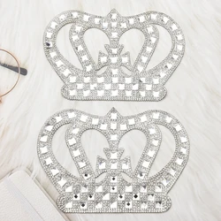 Crystal Hot Fix Rhinestone Crown Patches For Clothing Iron On Clothes Appliques Badge Stripes Fabric Sticker Apparel Accessories