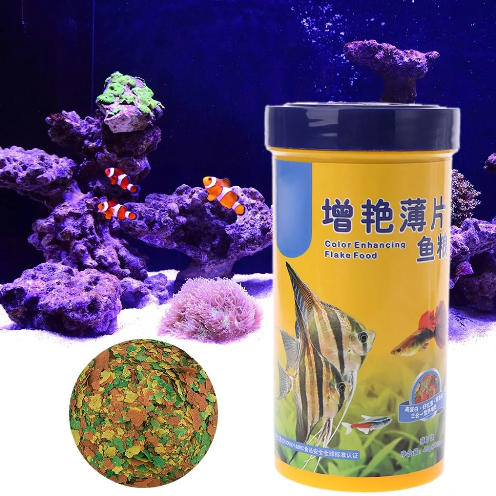 1Bottle Fish Flakes For Tropical Fish Marine Ornamental Aquarium Fish Tank Feeding Foods Delicious Fish Food