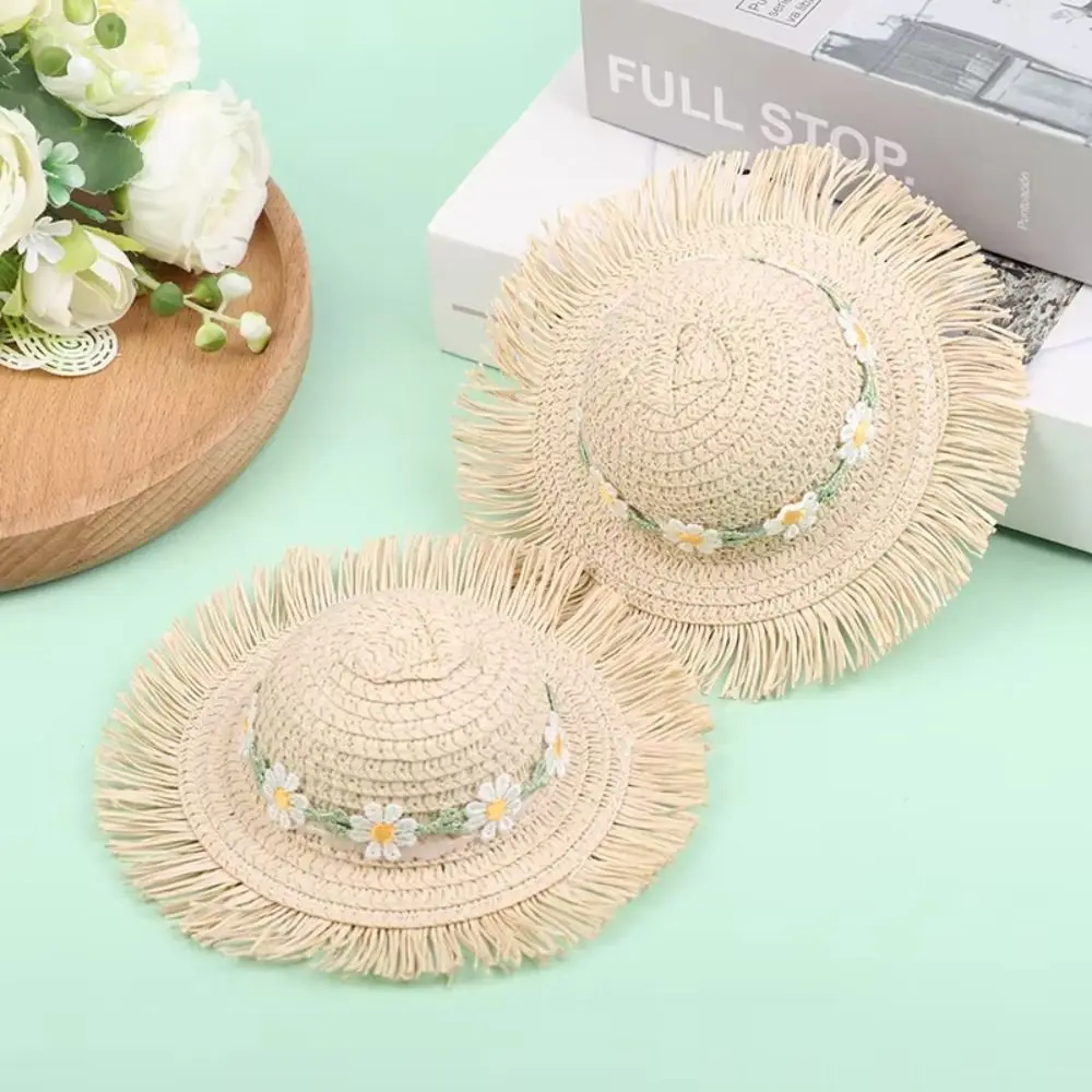 جديد ديزي دمية القش قبعة مصغرة حجم الشمس حماية دمية قبعة DIY بها بنفسك اليدوية تصميم بيت الدمية مصغرة إكسسوارات دمي