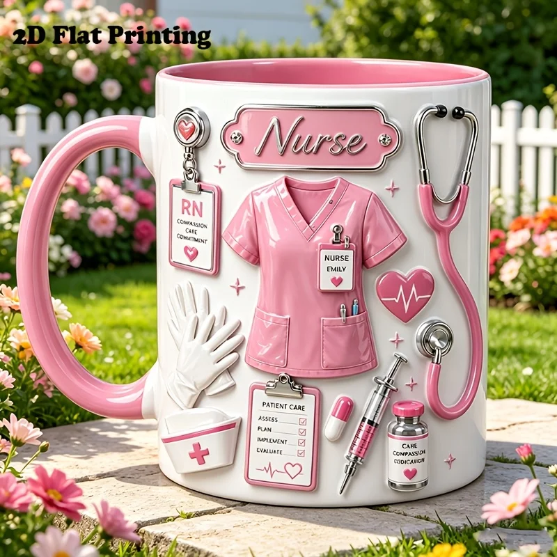 1pc Medical Staff Theme Customizable Mug 11oz Nurse Personalized Gift 2D Print Microwave Safe Graduation Thanksgiving