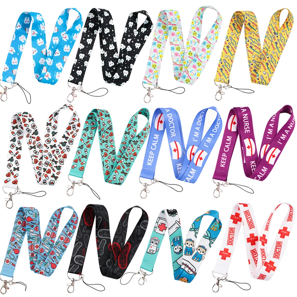 Tooth Virus Doctor Nurse Lanyards For Keychain ID Badge Holders Mobile Phone Rope Key Lanyard Neck Straps Key Rings Accessories