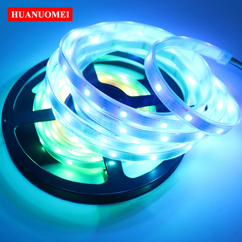 DC5V 48LEDs/M HD107S RGB Pixel LED Strip Addressable Waterproof Tube Lamp IP67 WHITE PCB Outdoor Decoration Lights Flexible Tape