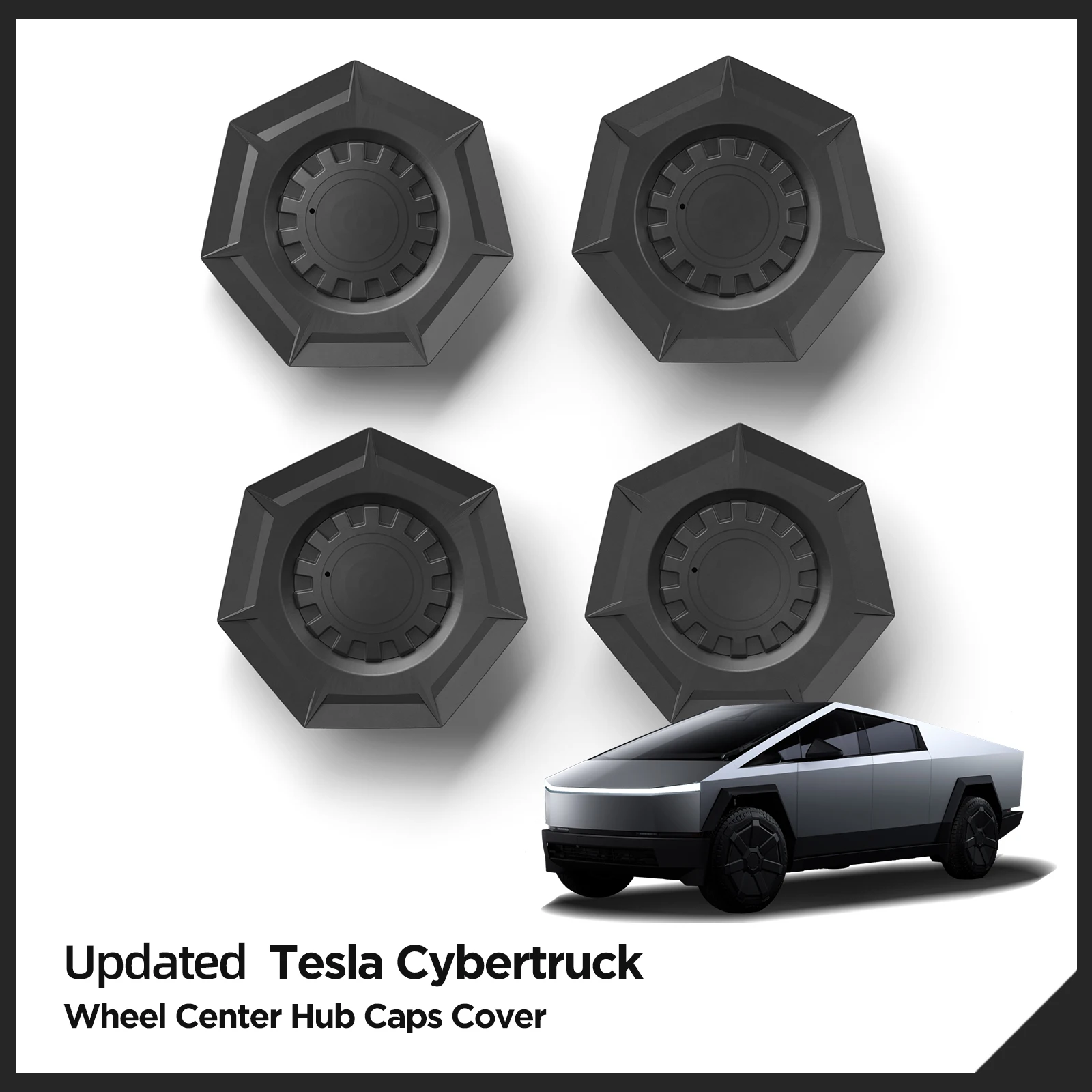 LUCKEASY For Tesla Cybertruck 2024 Wheel Hub Center Cover ABS Decoration Wheel Cap Cover Kit Car Exterior Accessories 4pcs